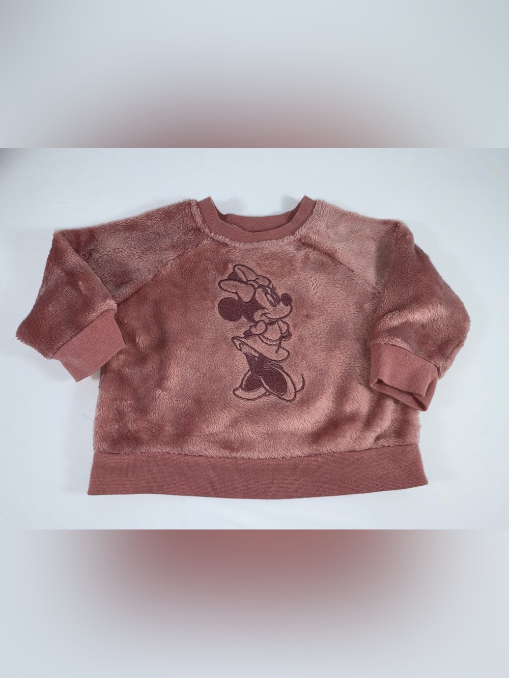 Disney Baby 6M Minnie Mouse Baby Girls Embroidered Long Sleeve Plush Sweatshirt